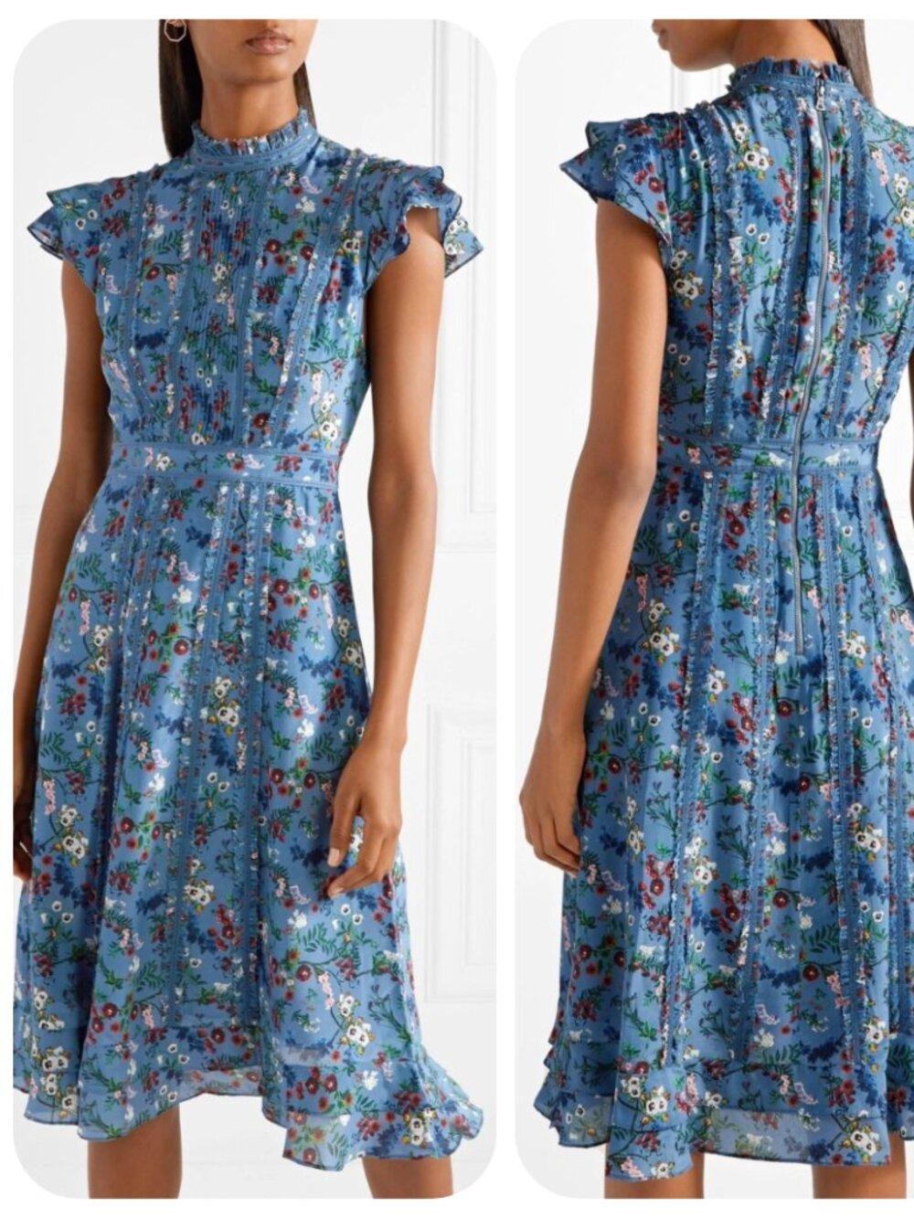 Designer ALICE + OLIVIA Marta Floral Mock Neck Dress Size 6